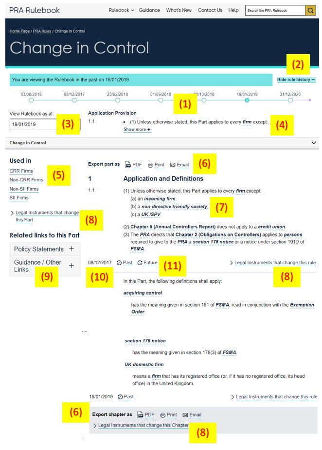 rules page with reference numbers